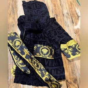 Versace Allover logo print bathrobe